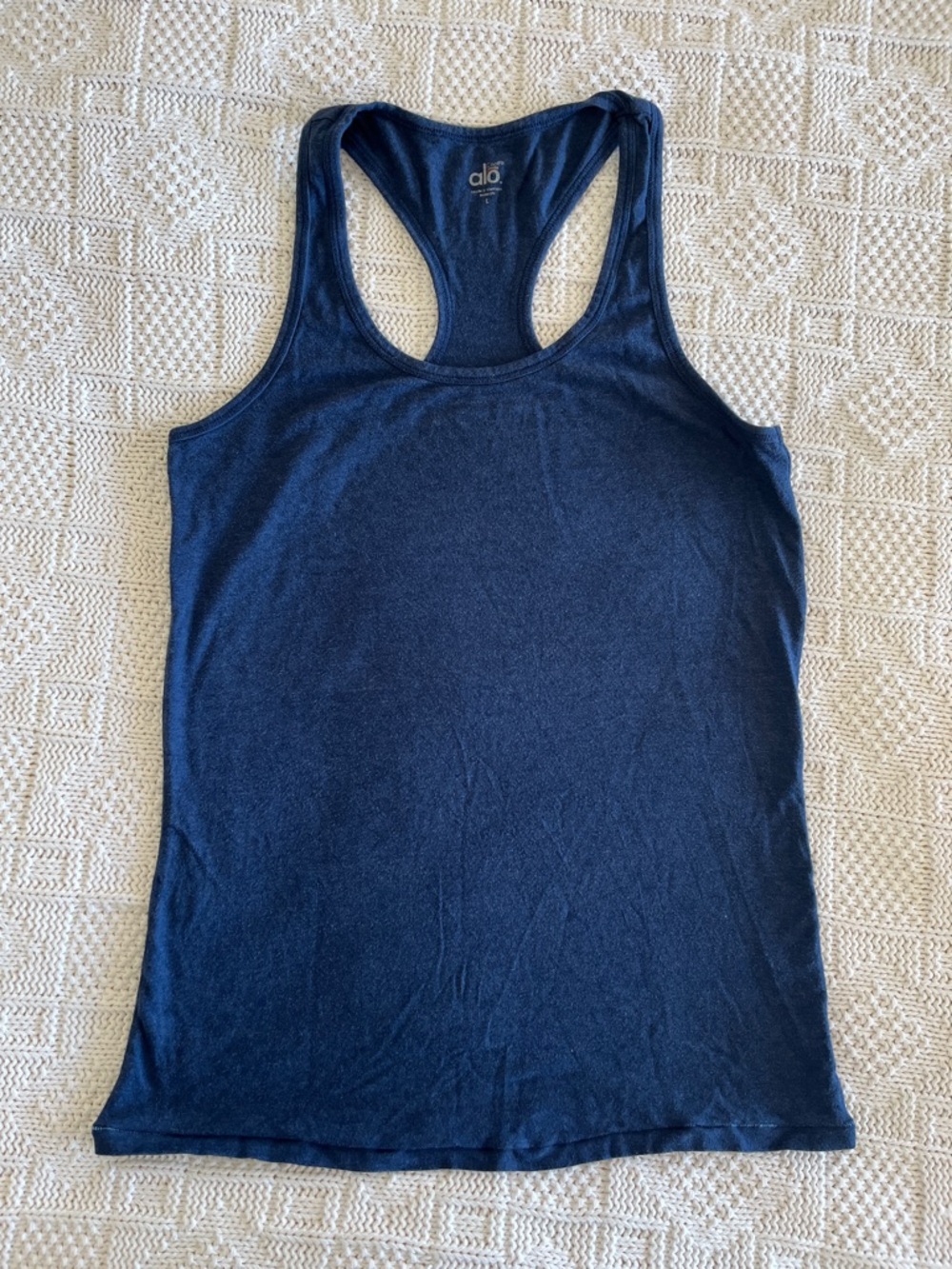 The Alo Cool Fit Racerback Tank Top in Blue Sz L